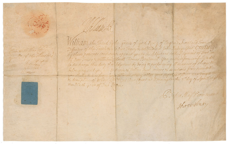 Lot 293 King William III Signed Document