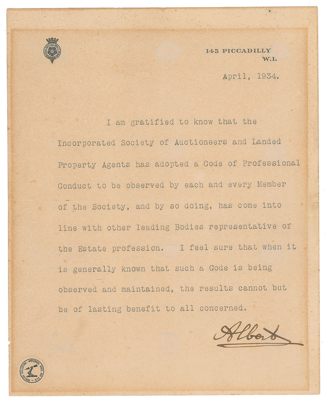 Lot 376 King George VI Typed Letter Signed