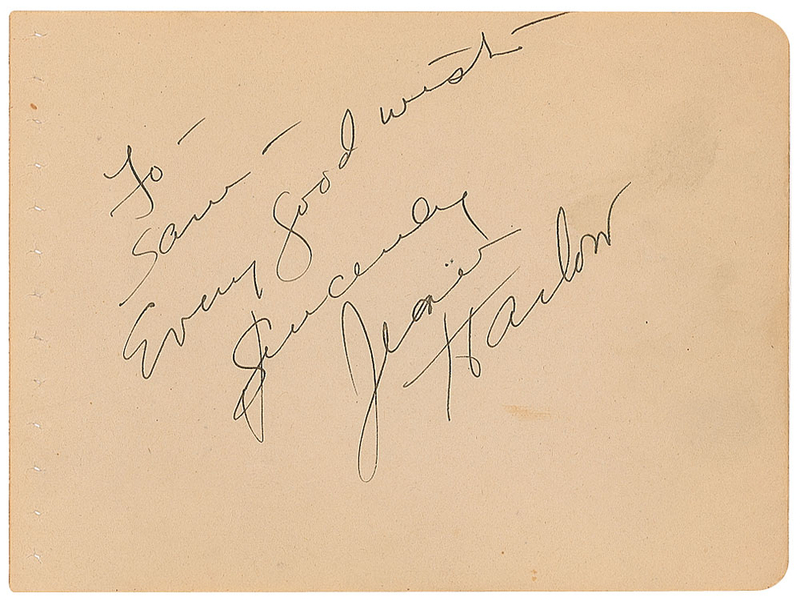 Lot 854 Jean Harlow Signature