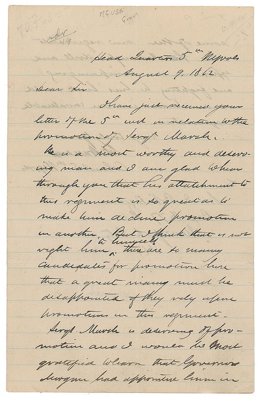 Lot 549 Gouverneur K. Warren: Col. Warren considers a sergeant whose 