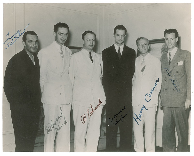 Lot 208 Howard Hughes: Historic fully signed portrait of Howard Hughes's around-the-world crew