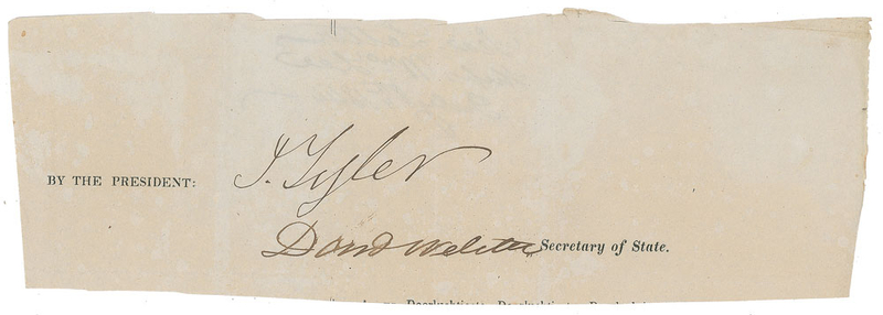 Lot 16 John Tyler and Daniel Webster Signatures