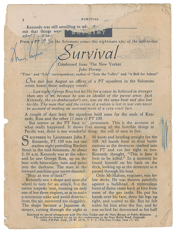 Lot 70 John F. Kennedy: The hero of PT-109