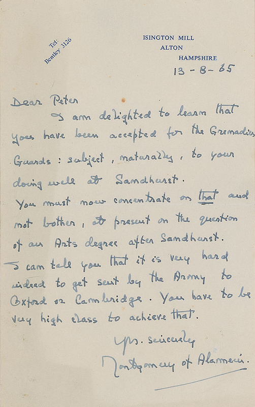 Lot 537 Montgomery of Alamein Handwritten Letter Signed