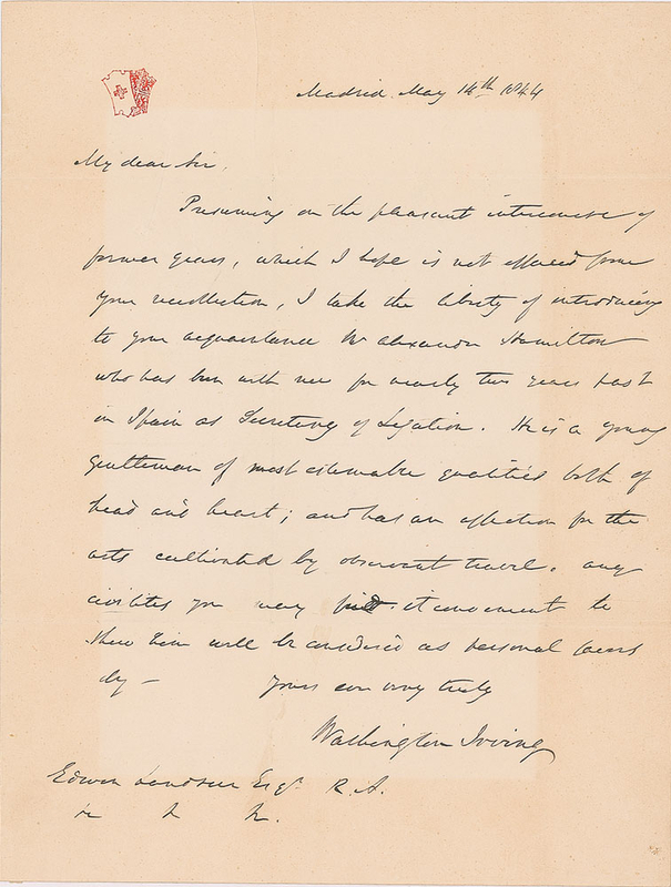 Lot 739 Washington Irving Handwritten Letter Signed