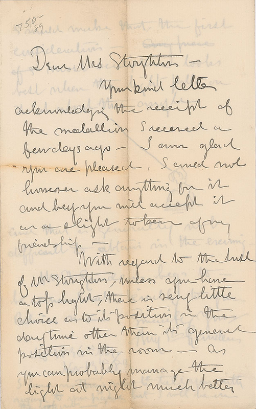 Lot 643 Augustus Saint-Gaudens: Saint-Gaudens letter with rare bust sketch