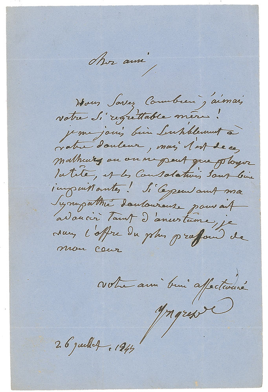 Lot 632 Jean Auguste Ingres Handwritten Letter Signed