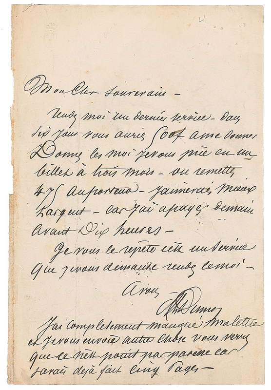 Lot 710 Alexandre Dumas, pere Handwritten Letter Signed