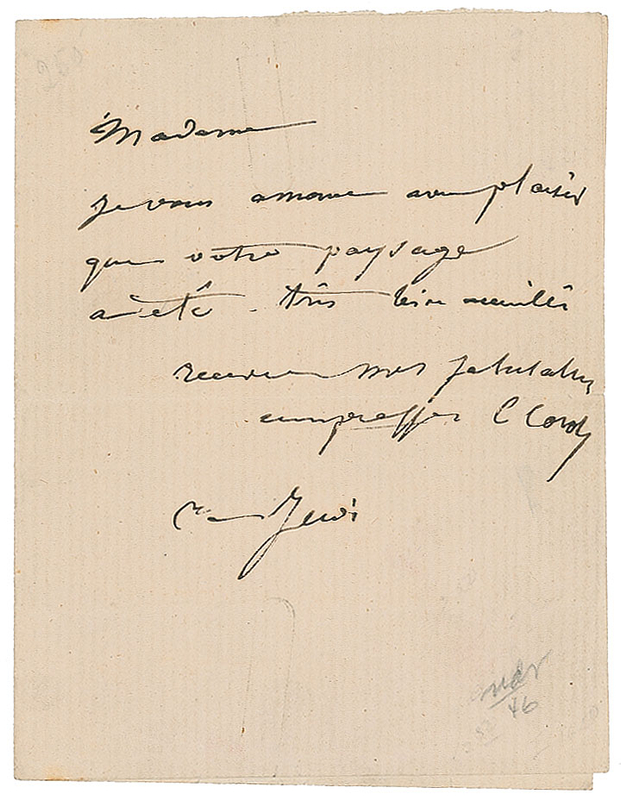 Lot 624 Camille Corot Handwritten Letter Signed