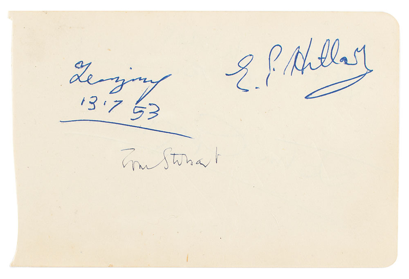 Lot 300 Edmund Hillary and Tenzing Norgay Signature