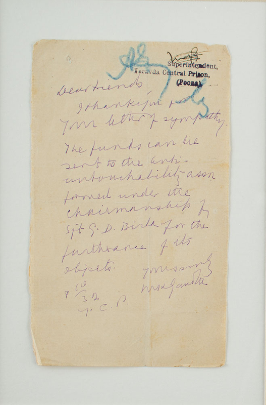 Lot 259 Mohandas Gandhi: Gandhi raises funds for the newly founded Anti Untouchability Association