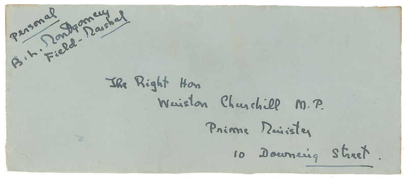 Lot 500 Montgomery of Alamein: Field Marshal Montgomery writes to Prime Minister Churchill at 10 Downing Street