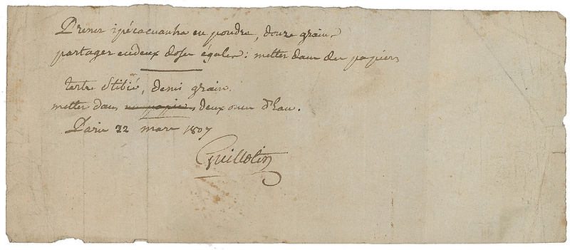 Lot 275 Joseph Guillotin Signed Document