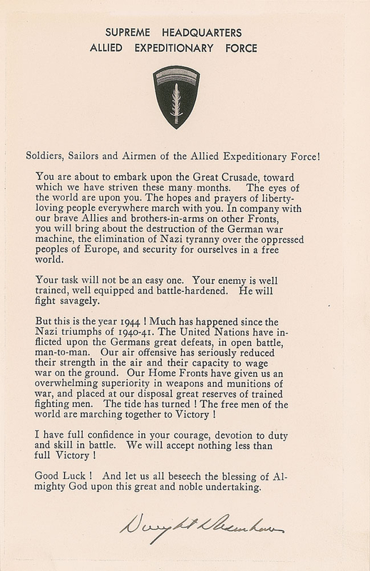 Lot 64 Dwight D. Eisenhower Typed Quote Signed