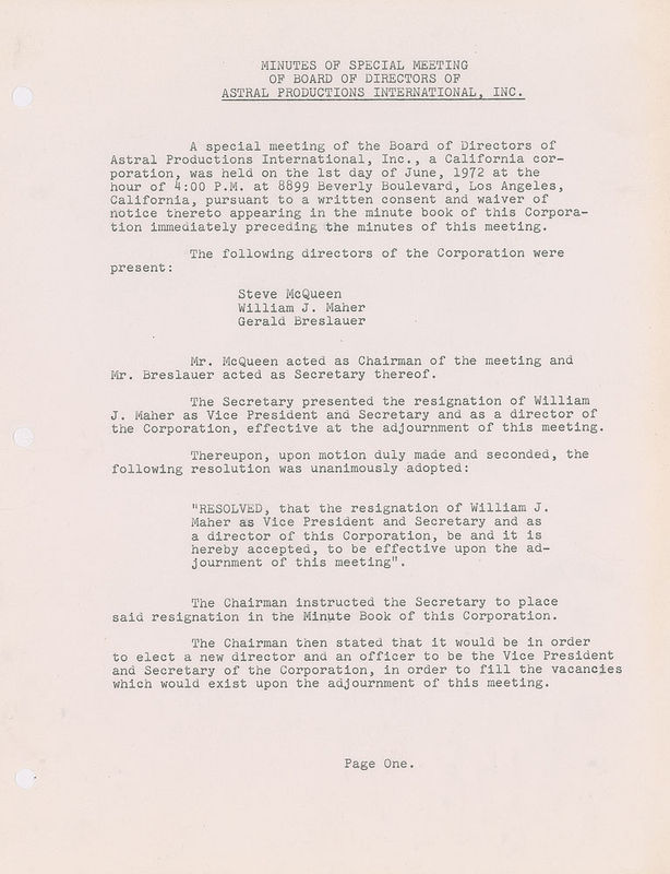 Lot 869 Steve McQueen Signed Document