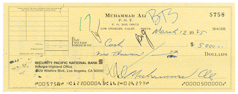 Lot 990 Muhammad Ali Check