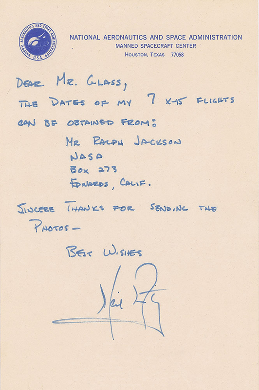 Lot 561 Neil Armstrong: Armstrong relays info on the 