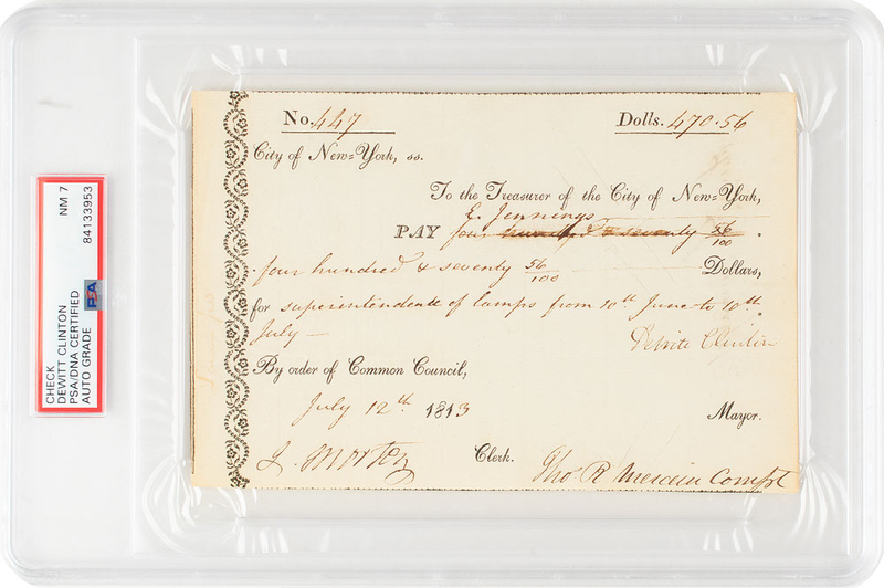 Lot 334 DeWitt Clinton Signed Document