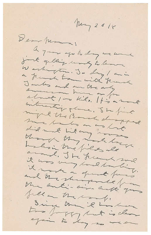 Lot 501 George S. Patton: Patton writes from tank-filled France in 1918: 