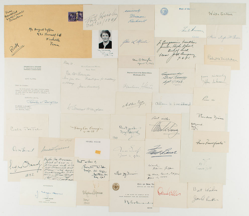 Lot 225 Notables: From writers to world leaders, a diverse collection of 300+ autographs