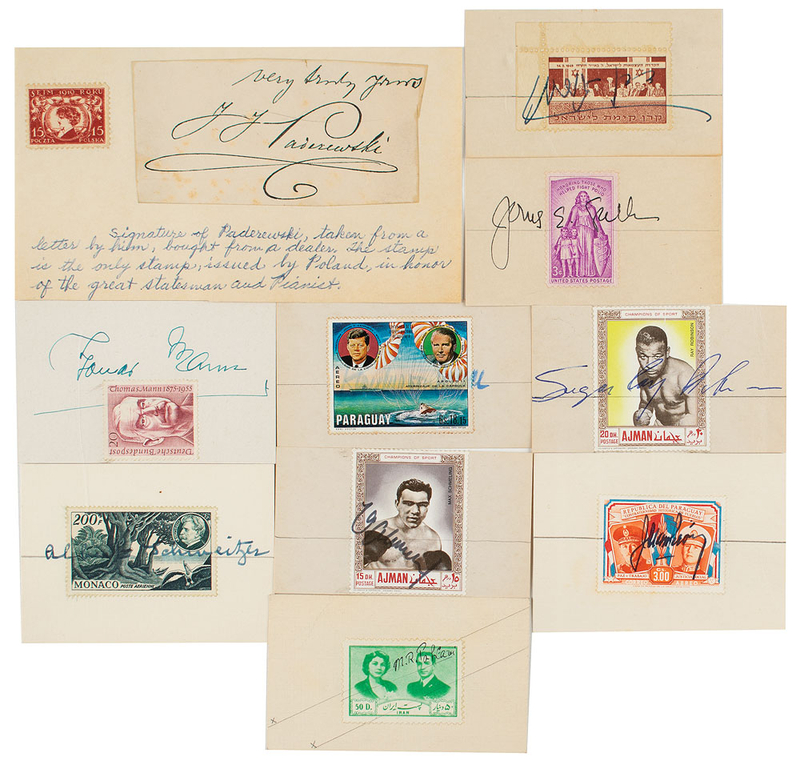Lot 237 Signed Stamps: Remarkable collection of 400+ stamps, featuring rare signatures from faraway lands