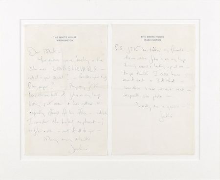 Lot #67 Jacqueline Kennedy: Sincere thanks to family photographer Mark Shaw: 