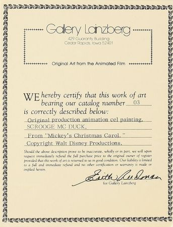 Lot #691 Scrooge McDuck production cel from Mickey's Christmas Carol Production Cel - Image 3