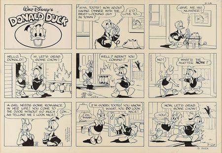 Lot #697 Donald and Daisy Duck comic strip for Walt Disney's Donald Duck Comic Strip - Image 1