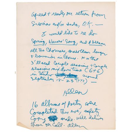 Lot #711 Allen Ginsberg: Ginsberg adapts Blake to music - Image 1