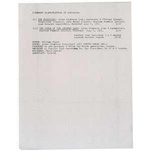 Lot #711 Allen Ginsberg: Ginsberg adapts Blake to music - Image 3