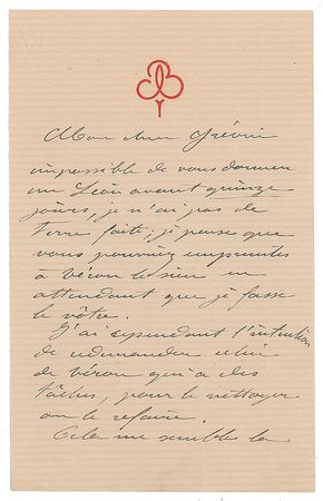 Lot #622 Frederic-Auguste Bartholdi Handwritten Letter Signed - Image 1