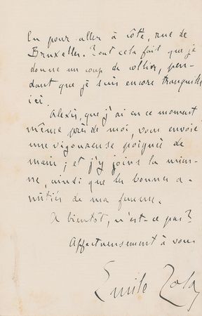 Lot #724 Emile Zola Handwritten Letter Signed - Image 2