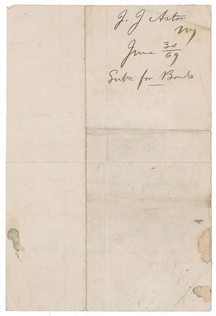 Lot #311 John Jacob Astor III Handwritten Letter Signed - Image 2