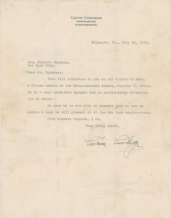 Lot #105 Calvin Coolidge - Image 1