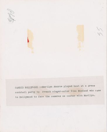 Lot #956 Marilyn Monroe and Yves Montand Photograph - Image 2