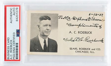 Lot #473. Alvah C. Roebuck Business Card