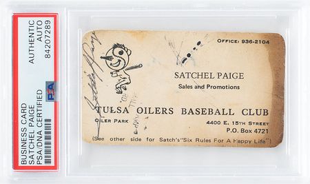 Lot #469. Satchel Paige Business Card