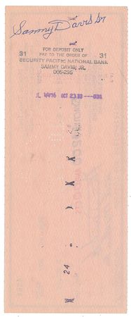 Lot #906 Sammy Davis, Jr Check - Image 2