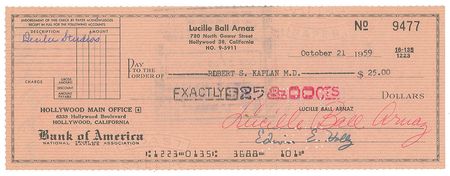 Lot #888 Lucille Ball and Desi Arnaz Checks - Image 2
