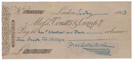 Lot #709. Charles Dickens Check