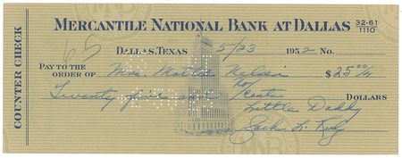 Lot #305 Jack Ruby Check - Image 1