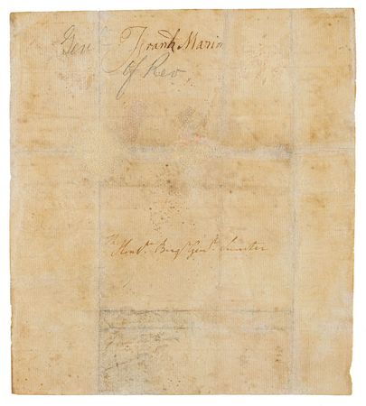 Lot #486 Francis Marion: The 'Swamp Fox' writes from the battlefield to Gen. Sumter, relating his guerilla tactics: facing an enemy 