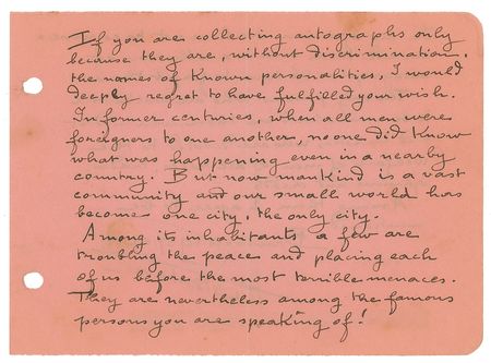 Lot #380 Henri La Fontaine Handwritten Letter Signed - Image 1