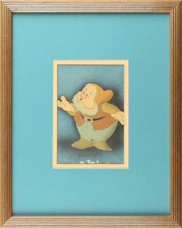Lot #669 Happy production cel from Snow White and the Seven Dwarfs Production Cel - Image 2