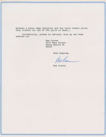 Lot #903 Wes Craven: 