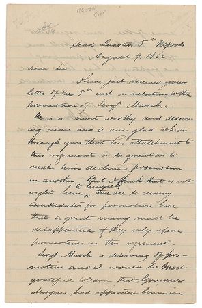 Lot #549 Gouverneur K. Warren: Col. Warren considers a sergeant whose 