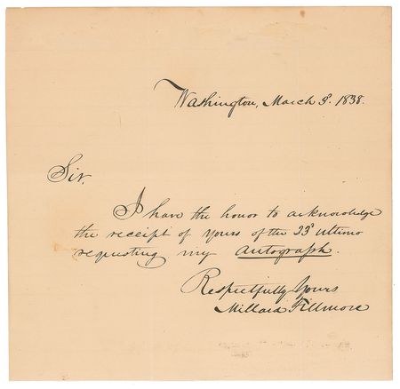 Lot #20 Millard Fillmore: Fillmore complies with