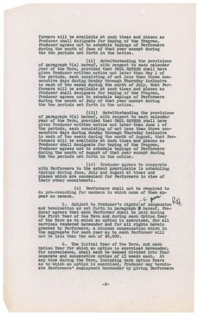 Lot #835 Paul Revere and the Raiders Signed Document - Image 2