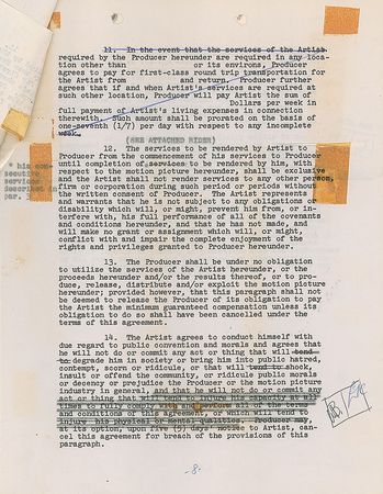 Lot #892 Warren Beatty and Elia Kazan: Contract for Beatty's debut role in Splendor in the Grass—initialed a whopping 15 times by the Hollywood newcomer - Image 3