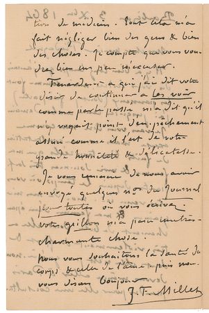 Lot #635 Jean-François Millet Handwritten Letter Signed - Image 2